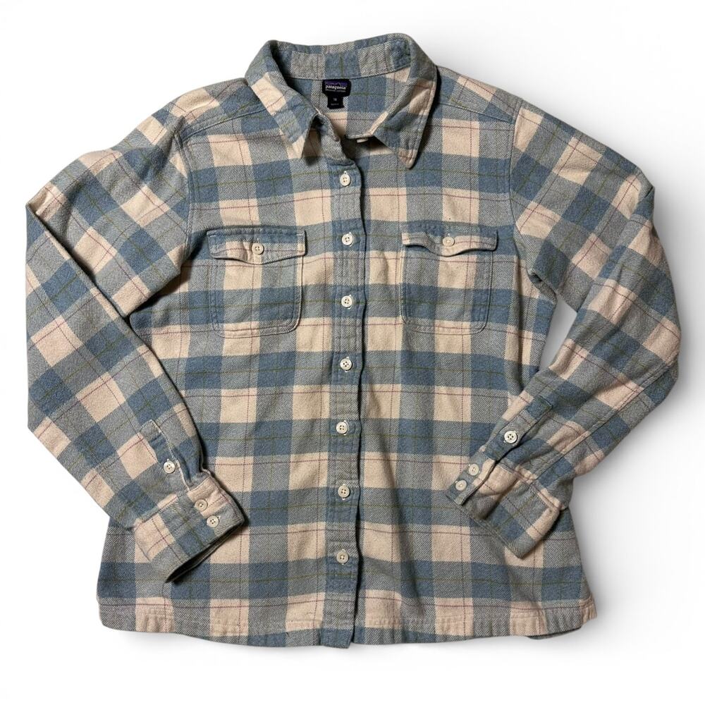 Patagonia Fjord Flannel Shirt Womens Size 10 Plaid Long Sleeve Organic Cotton